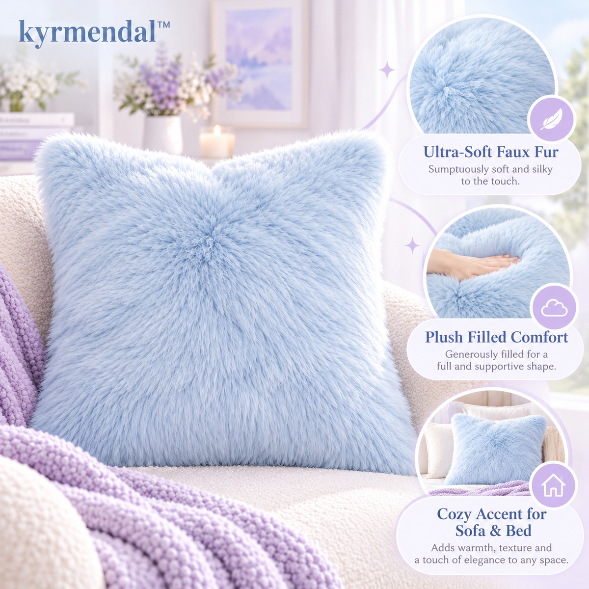 𝐤𝐲𝐫𝐦𝐞𝐧𝐝𝐚𝐥™ Faux Fur Cozy Pillow
