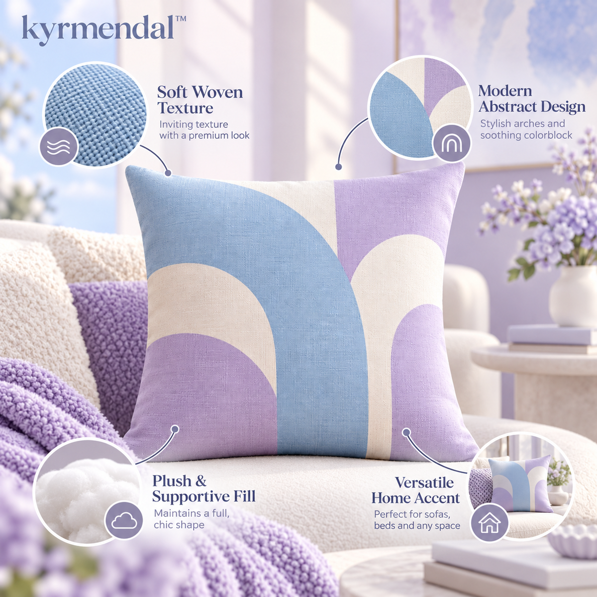 𝐤𝐲𝐫𝐦𝐞𝐧𝐝𝐚𝐥™ Abstract Arch Colorblock Pillow
