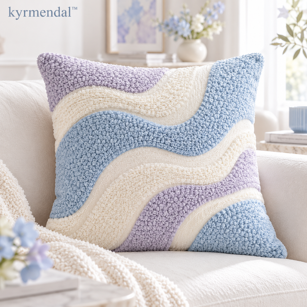 𝐤𝐲𝐫𝐦𝐞𝐧𝐝𝐚𝐥™ Pastel Wave Tufted Pillow