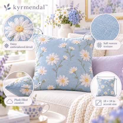 𝐤𝐲𝐫𝐦𝐞𝐧𝐝𝐚𝐥™ Daisy Embroidered Accent Pillow