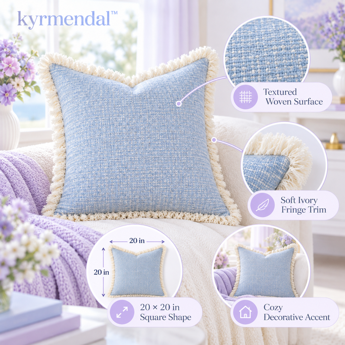 𝐤𝐲𝐫𝐦𝐞𝐧𝐝𝐚𝐥™ Soft Fringe Woven Pillow