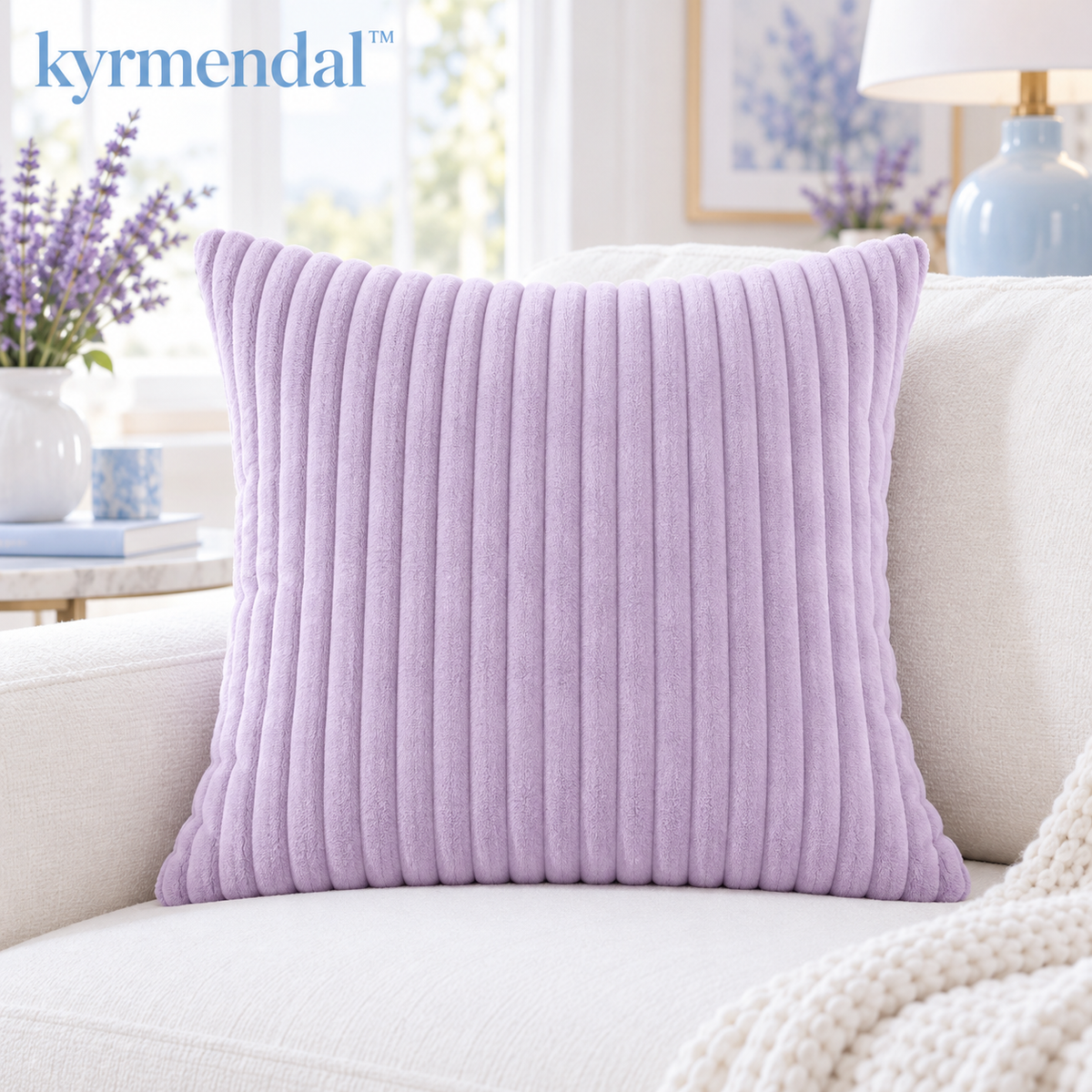 𝐤𝐲𝐫𝐦𝐞𝐧𝐝𝐚𝐥™ Lavender Ribbed Velvet Pillow